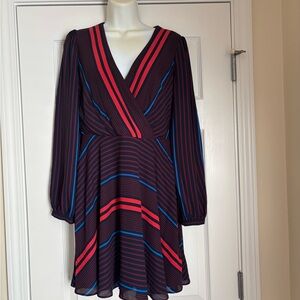 Express Striped V-Neck Dress